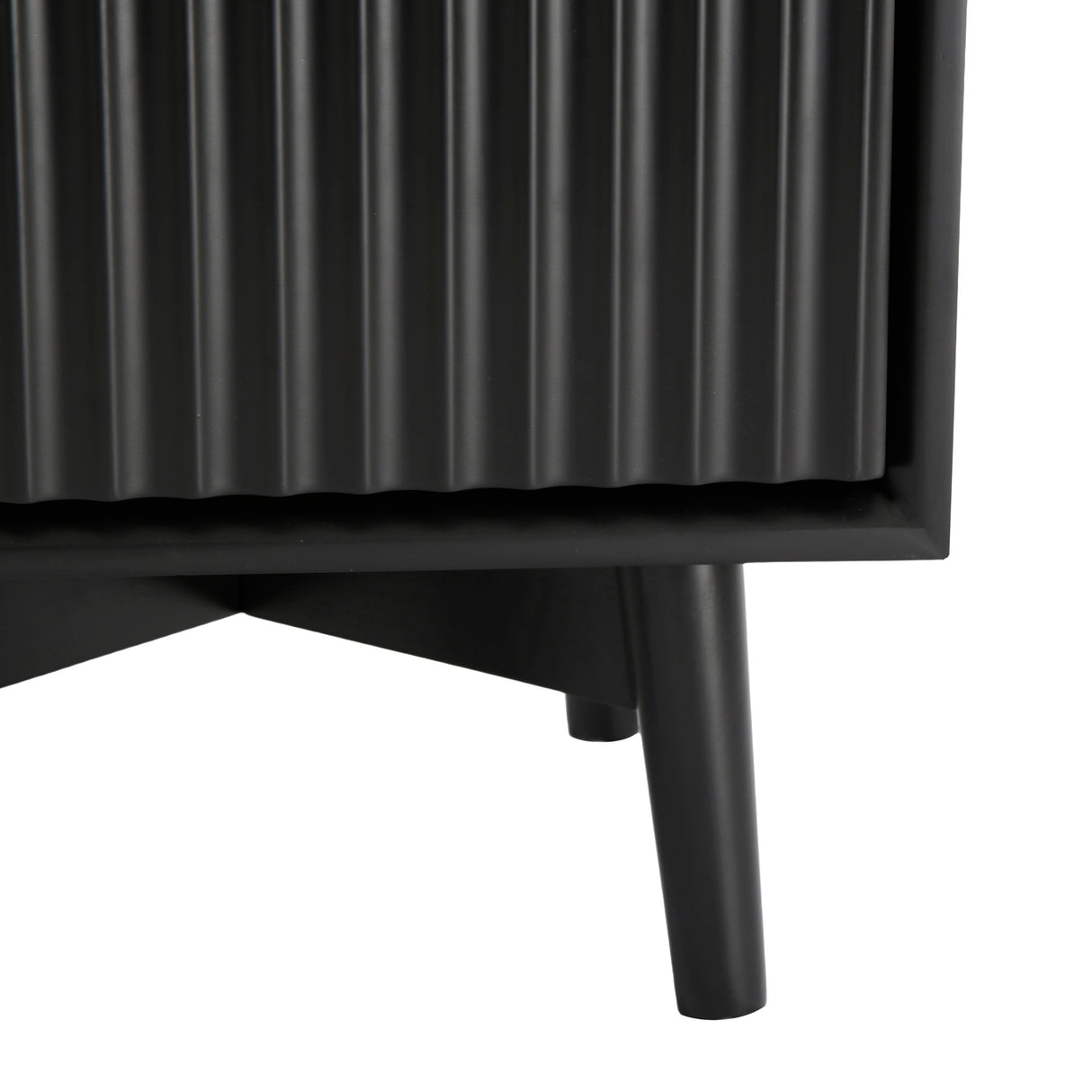 Monza – 2 Drawer Bedside Table with Fluted Front – Black or Pale Ash