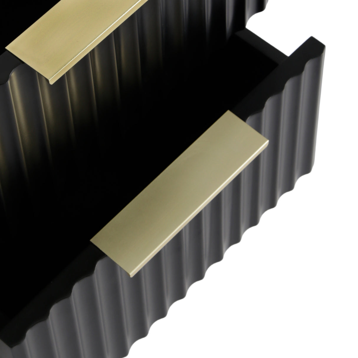 Monza – 2 Drawer Bedside Table with Fluted Front – Black or Pale Ash