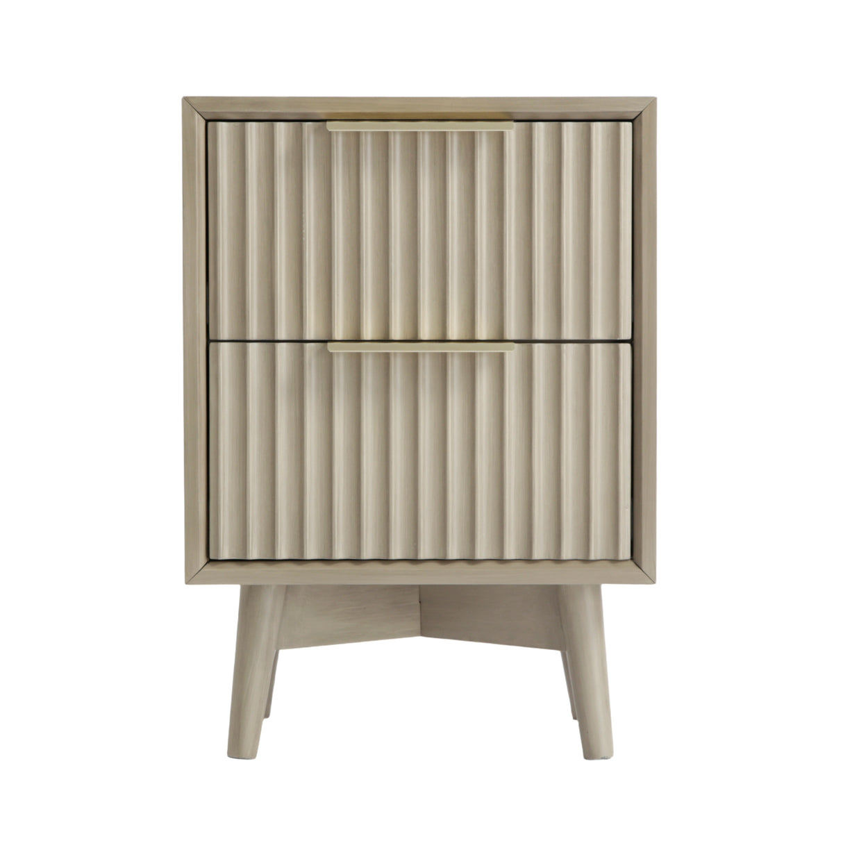 Monza – 2 Drawer Bedside Table with Fluted Front – Black or Pale Ash