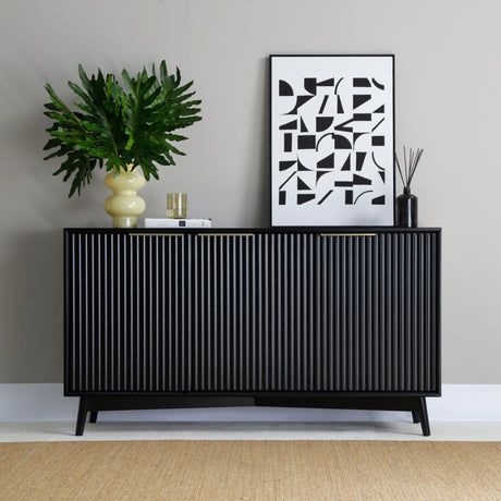 Monza – 3 Door Sideboard with Fluted Detailing – Black or Pale Ash