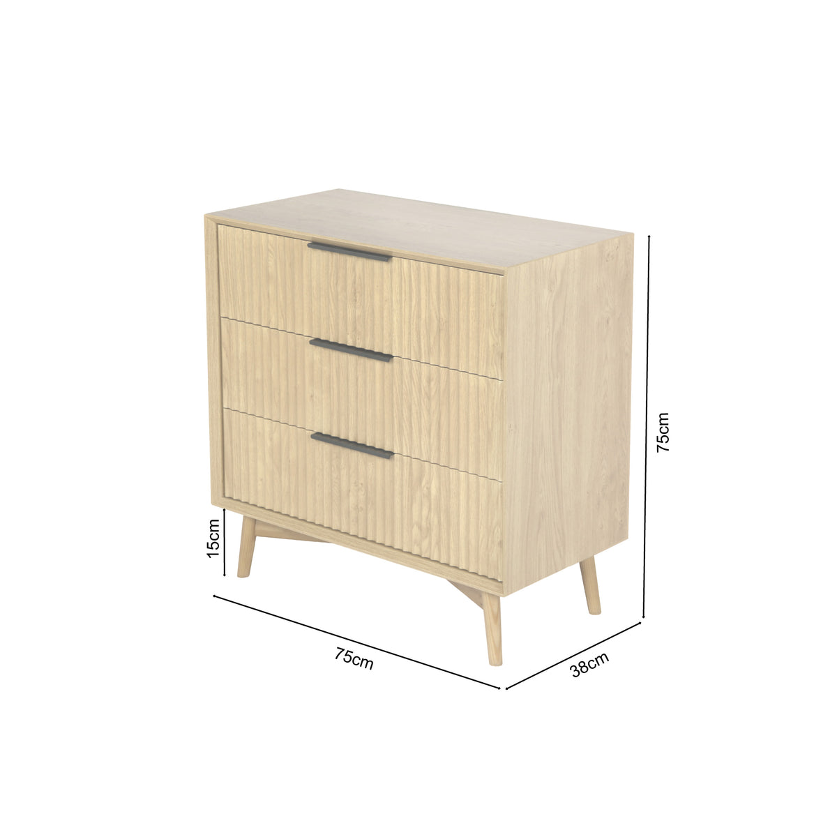 Monza 3 Drawer Chest Natural