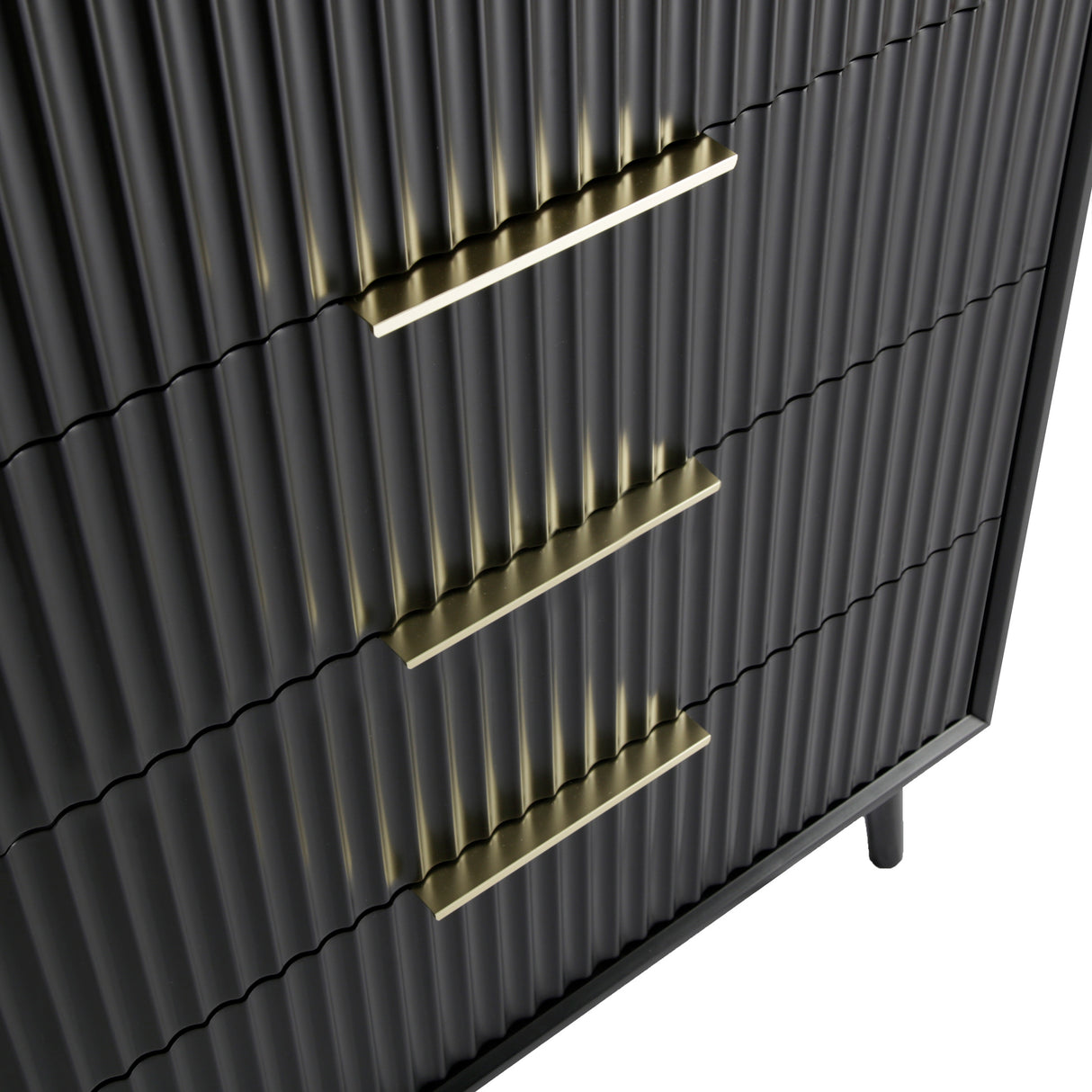 Monza – Tall Chest of 5 Drawers with Fluted Detailing – Black or Pale Ash