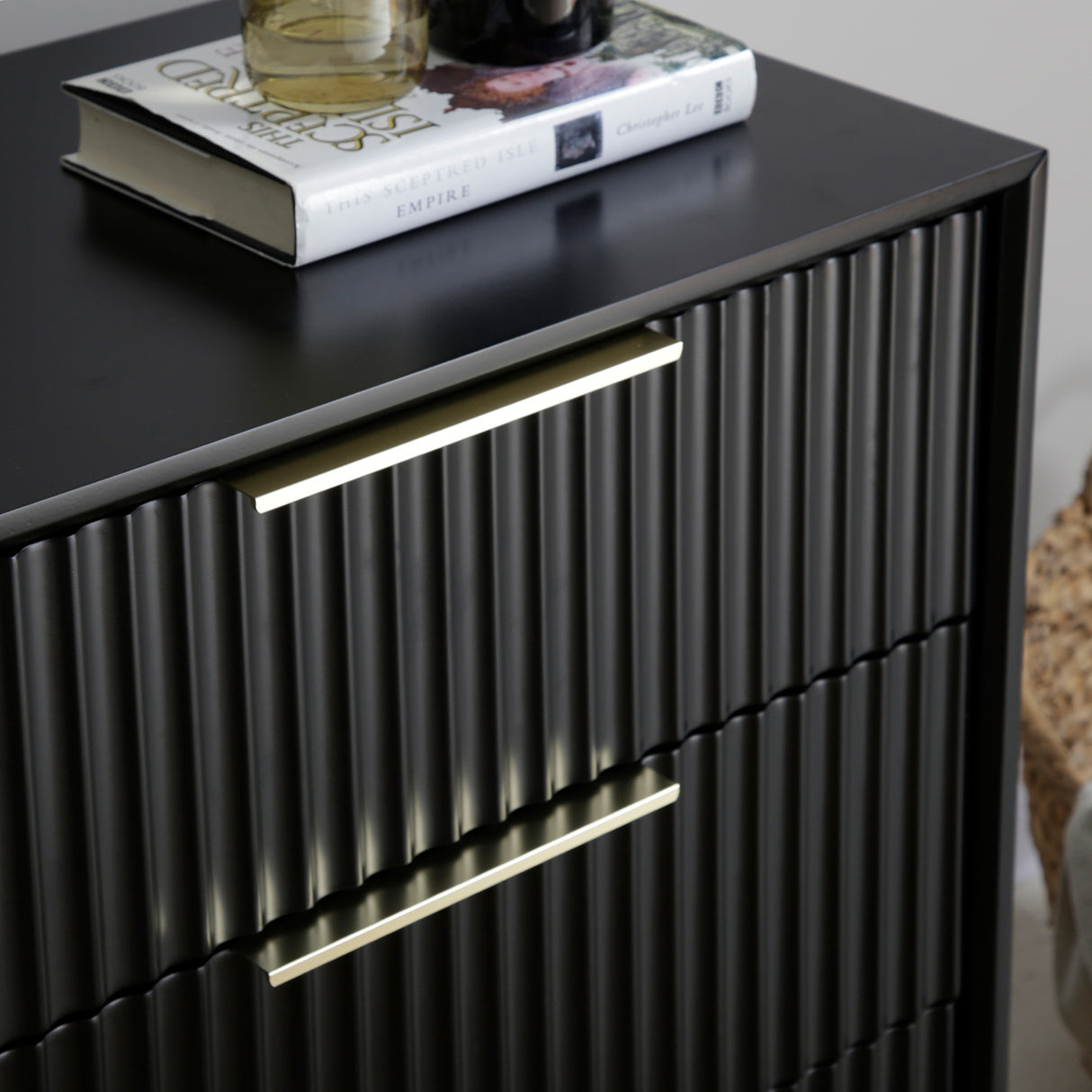 Monza Chest of Drawers with 6 Drawers – Fluted Design, Black or Pale Ash