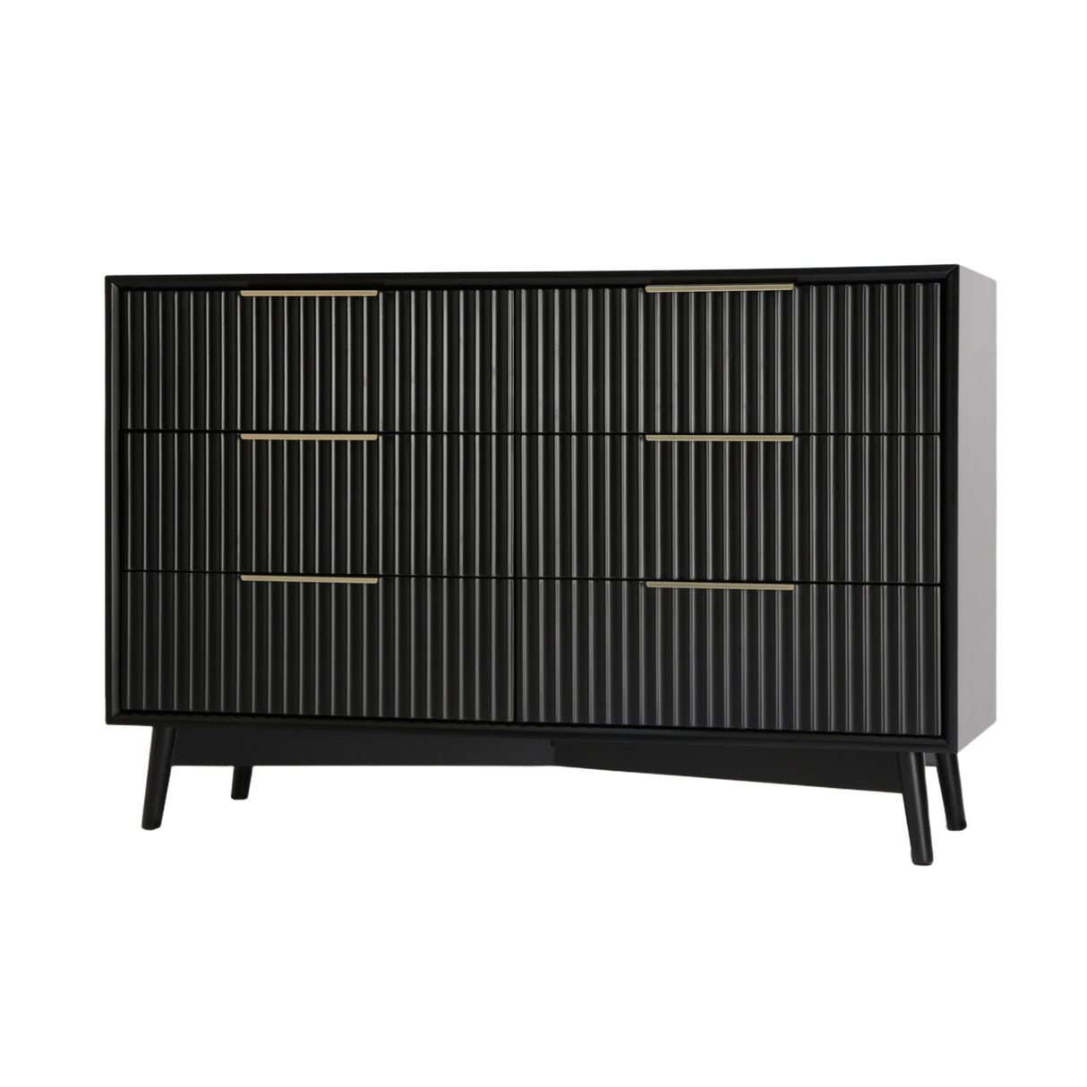 Monza Chest of Drawers with 6 Drawers – Fluted Design, Black or Pale Ash