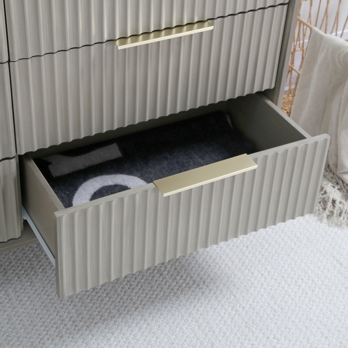 Monza Chest of Drawers with 6 Drawers – Fluted Design, Black or Pale Ash