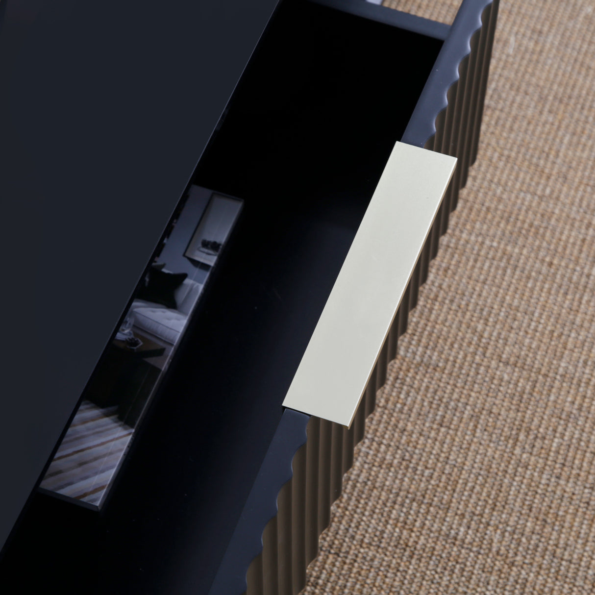 Monza – Coffee Table with Fluted Drawers – Black or Pale Ash