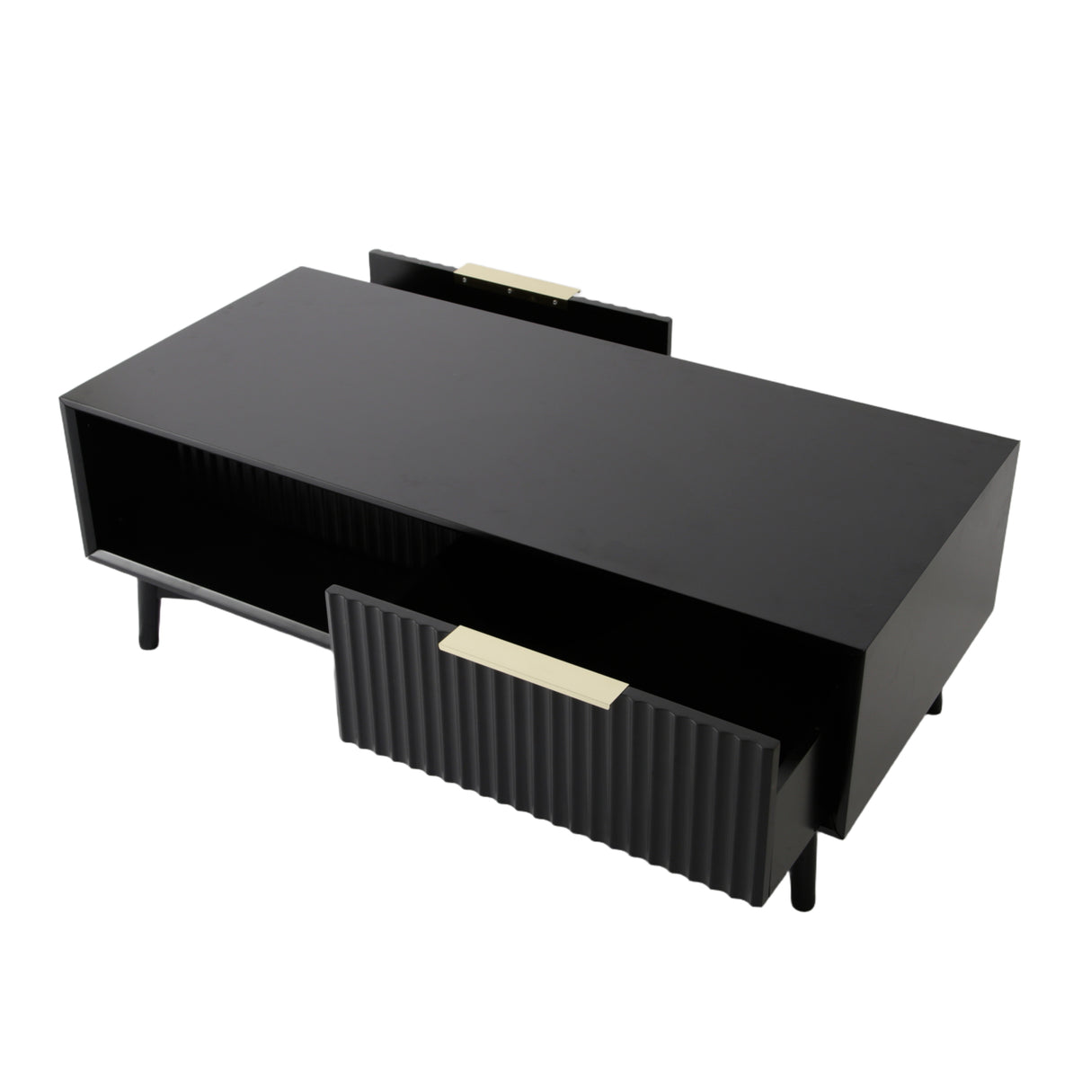 Monza – Coffee Table with Fluted Drawers – Black or Pale Ash