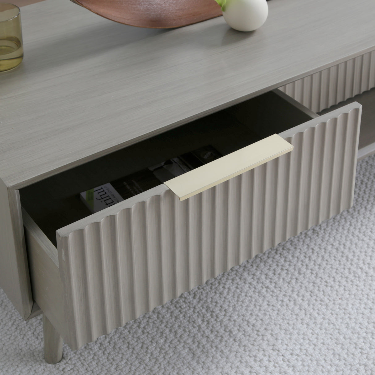 Monza – Coffee Table with Fluted Drawers – Black or Pale Ash