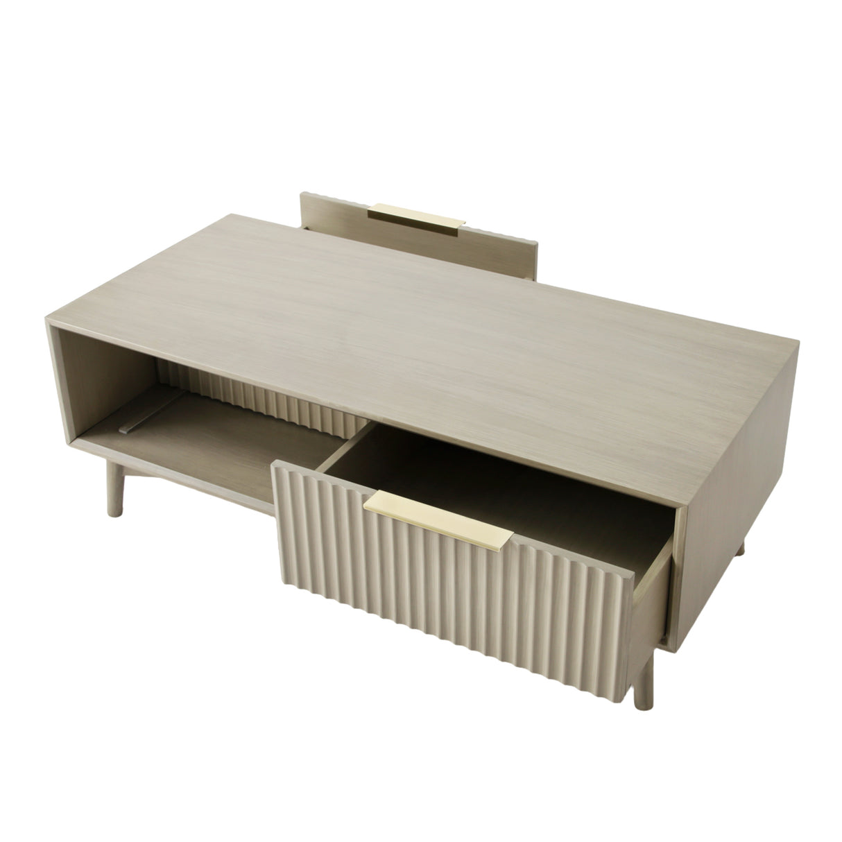 Monza – Coffee Table with Fluted Drawers – Black or Pale Ash