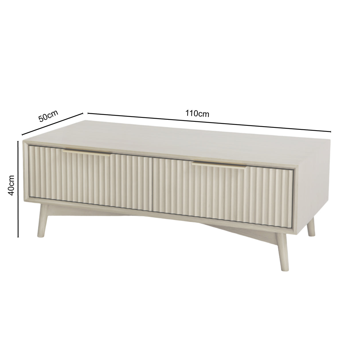 Monza – Coffee Table with Fluted Drawers – Black or Pale Ash