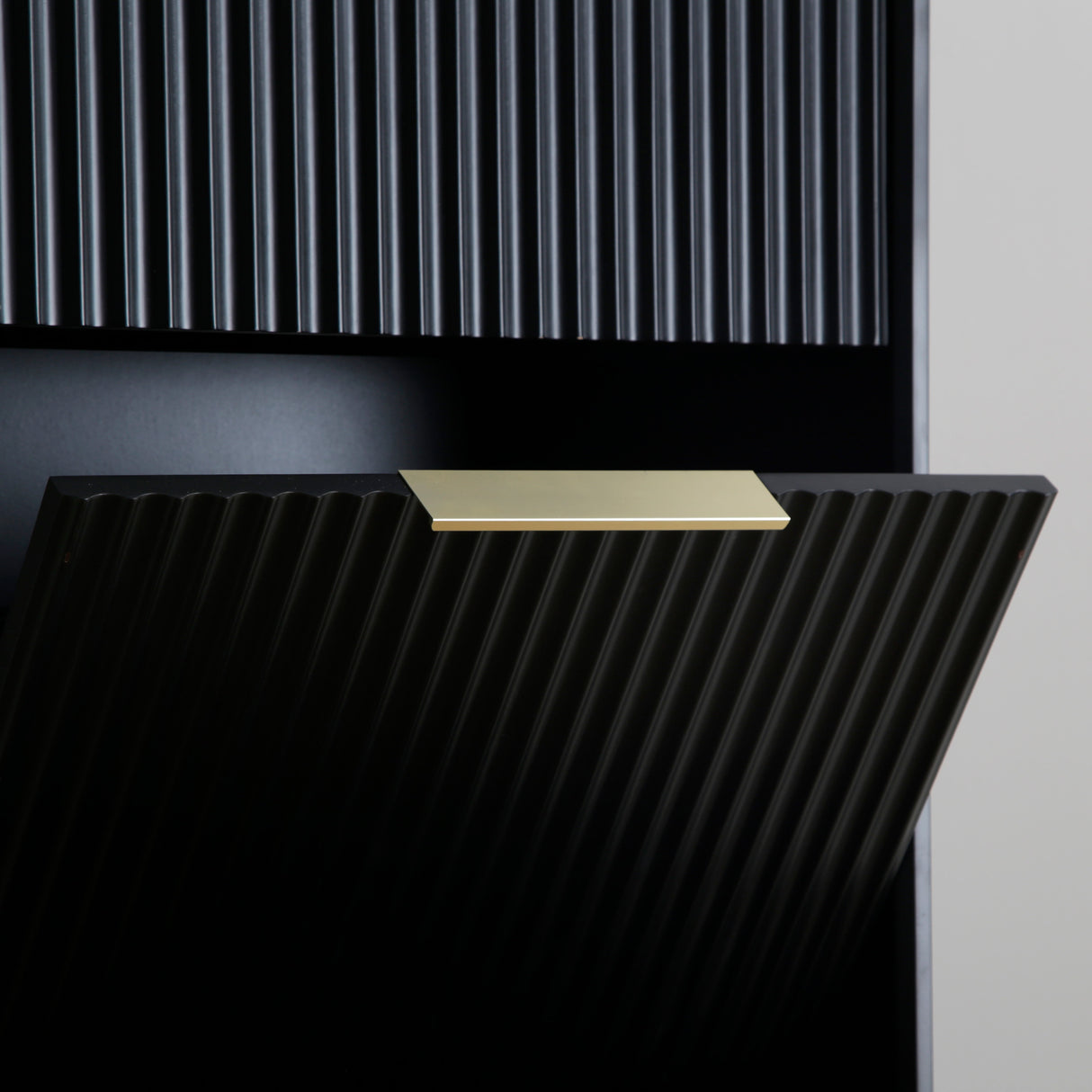 Monza – Shoe Storage Cabinet with Fluted Doors – Black or Pale Ash