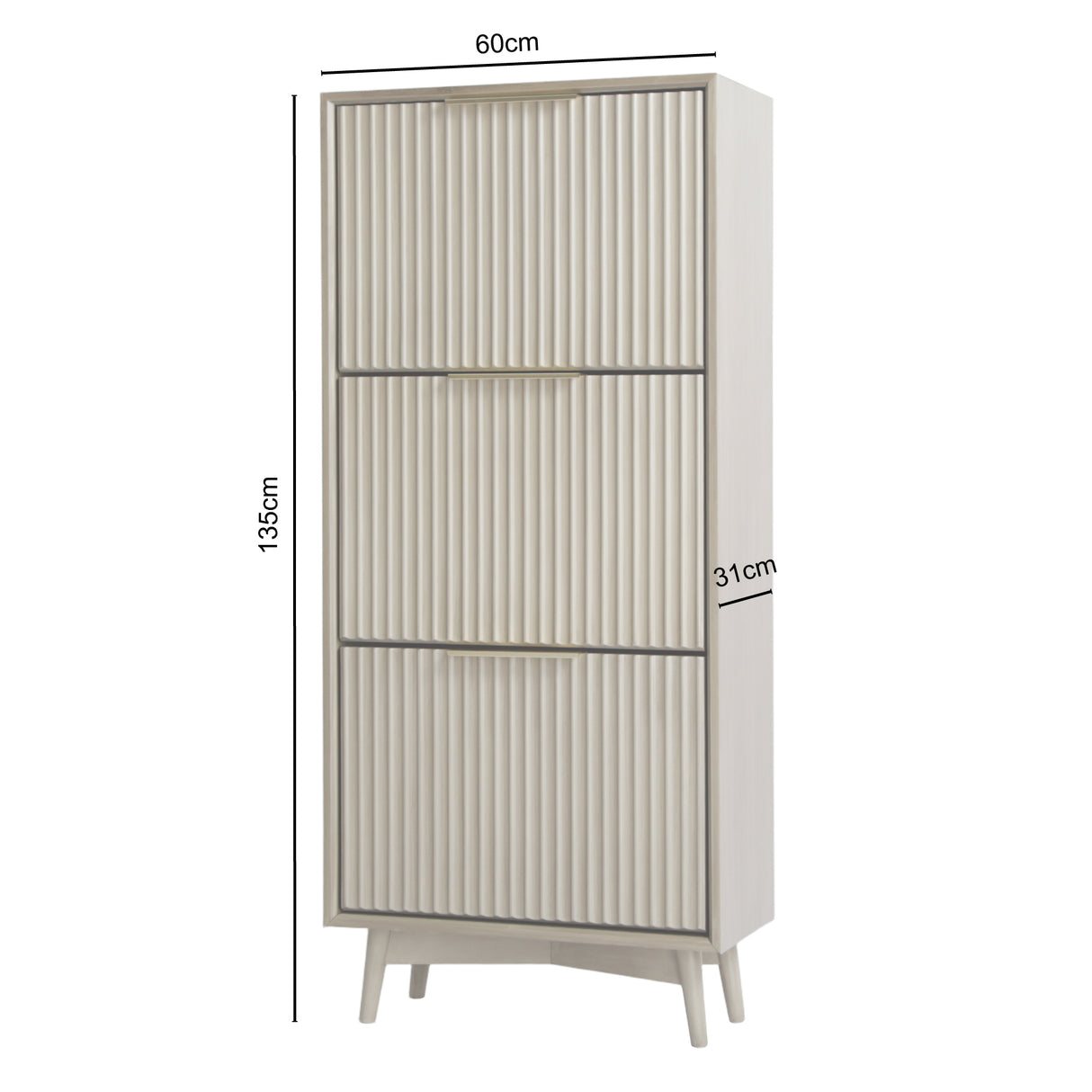 Monza – Shoe Storage Cabinet with Fluted Doors – Black or Pale Ash