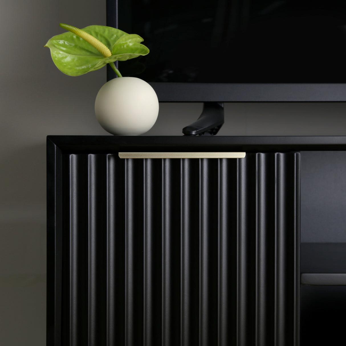 Monza – Fluted TV Unit with Storage – Black or Pale Ash