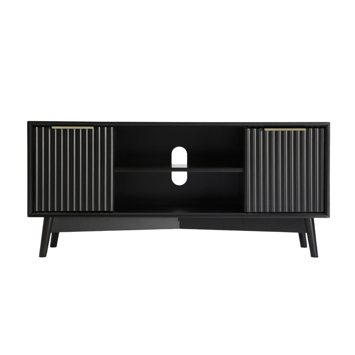 Monza – Fluted TV Unit with Storage – Black or Pale Ash