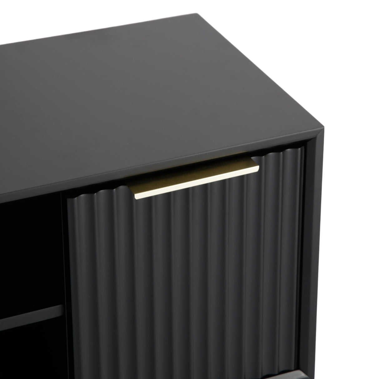 Monza – Fluted TV Unit with Storage – Black or Pale Ash