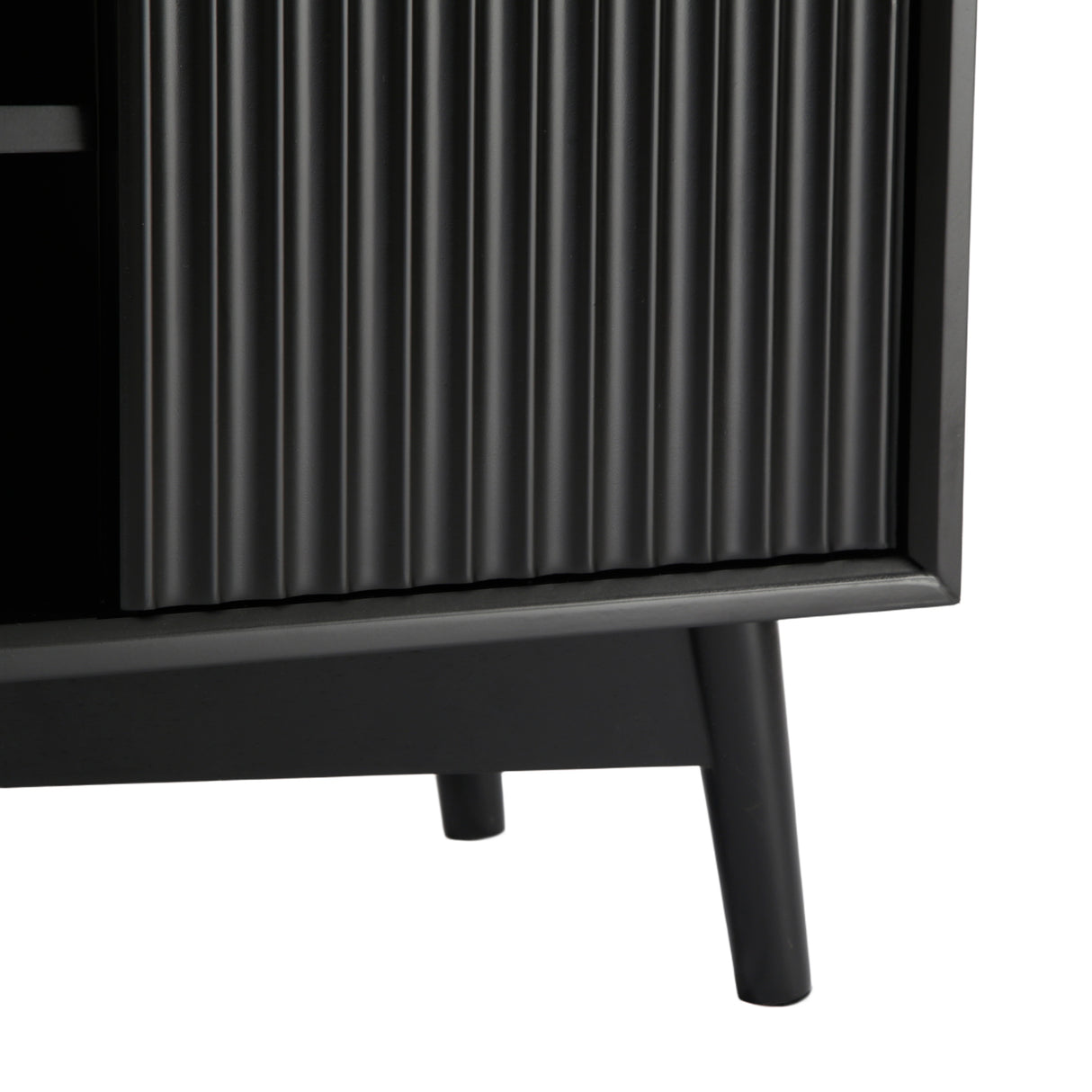 Monza – Fluted TV Unit with Storage – Black or Pale Ash