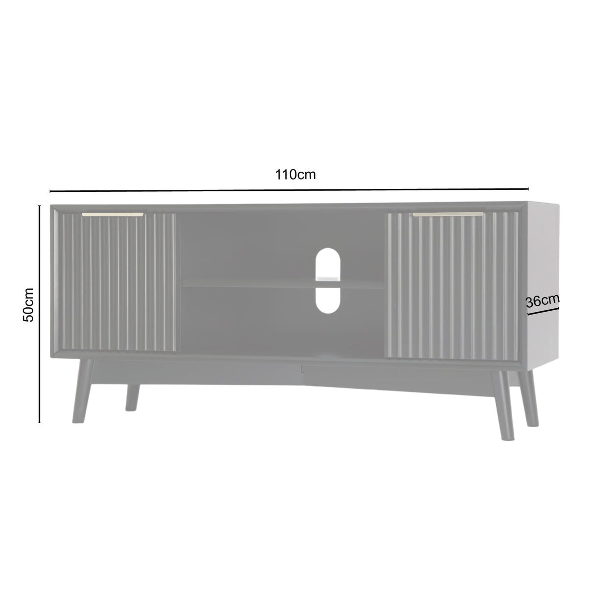 Monza – Fluted TV Unit with Storage – Black or Pale Ash