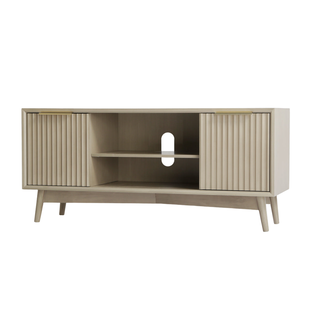 Monza – Fluted TV Unit with Storage – Black or Pale Ash