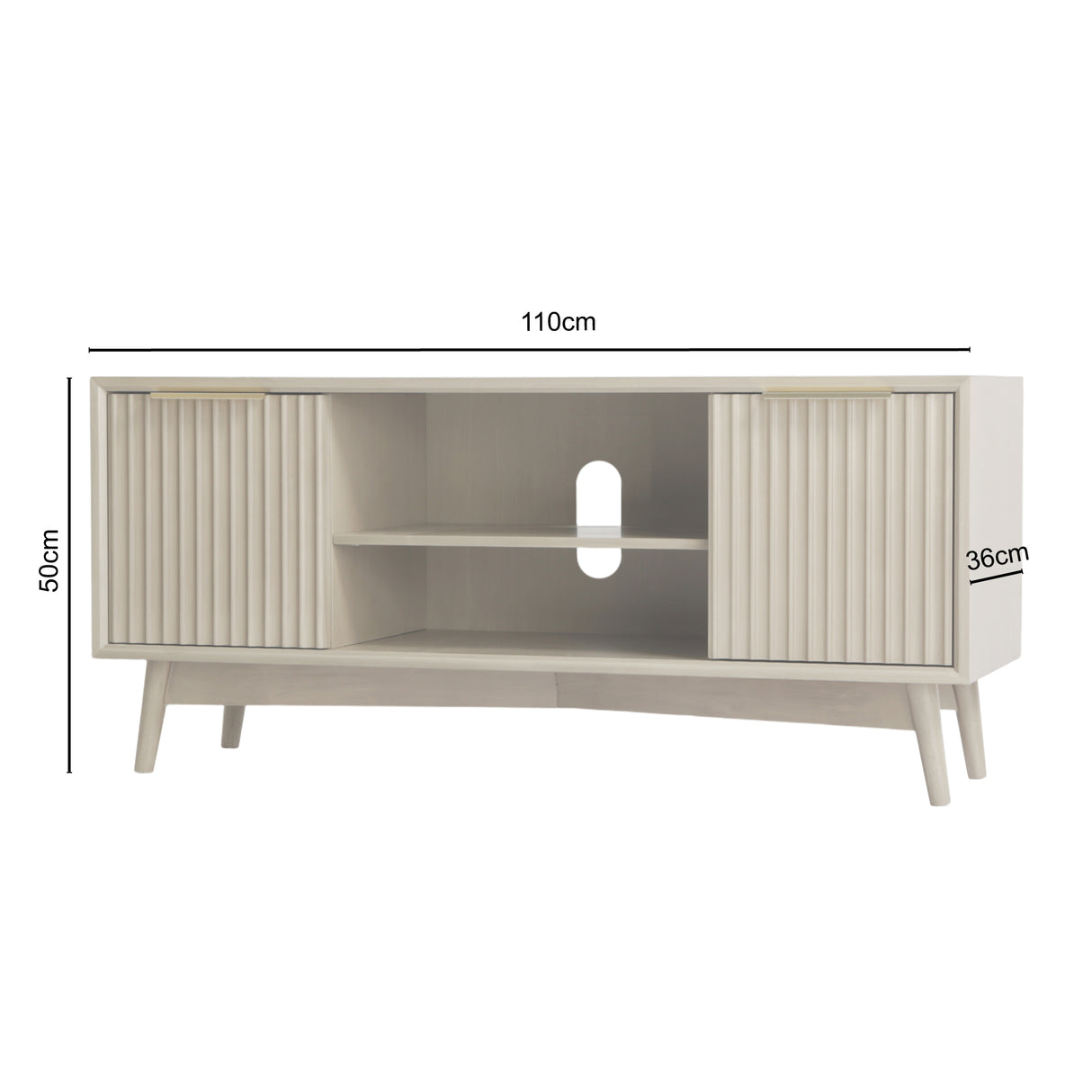 Monza – Fluted TV Unit with Storage – Black or Pale Ash