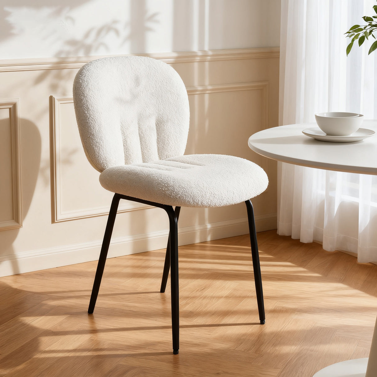 Muffin - Set of 2 Dining Chairs in Boucle - Cream