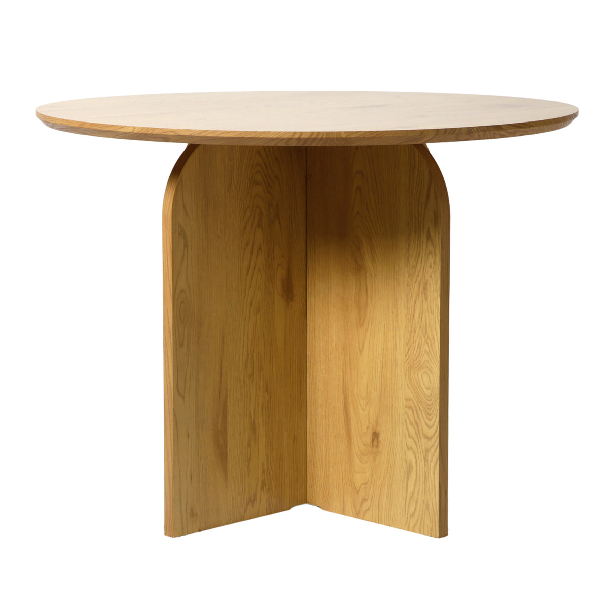 NYX Round Dining Set – Wood-Effect Table with 4 Linen Upholstered Chairs