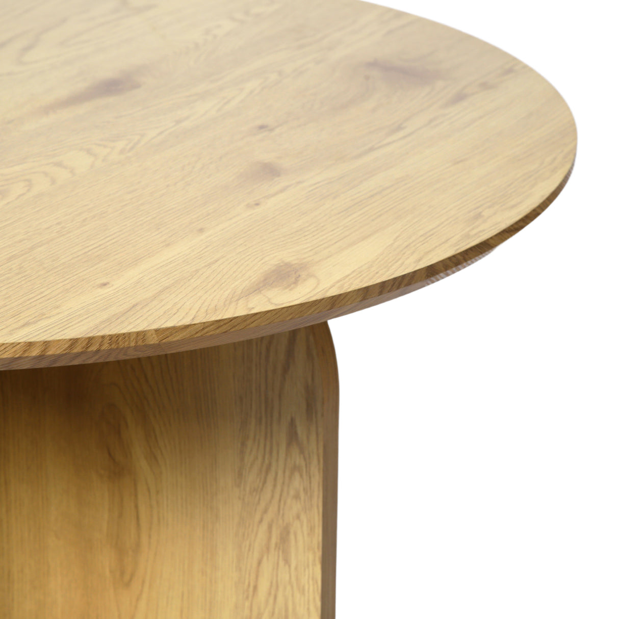 NYX Round Dining Set – Wood-Effect Table with 4 Linen Upholstered Chairs