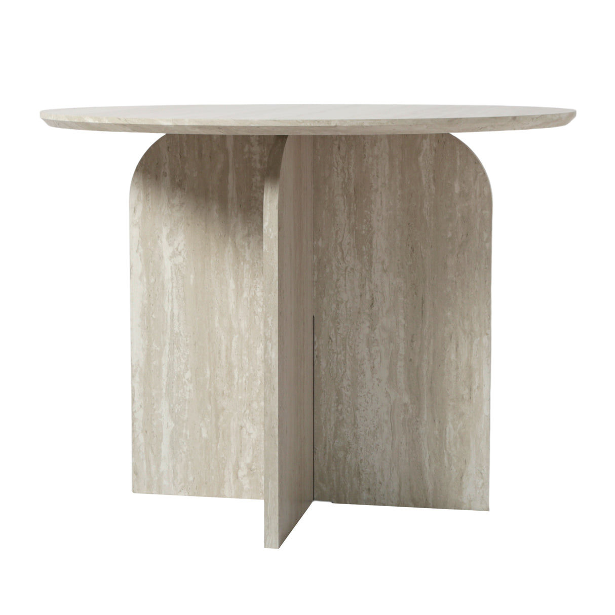 NYX Dining Set – 4-Seater Round Stone-Effect Table with Linen Chairs