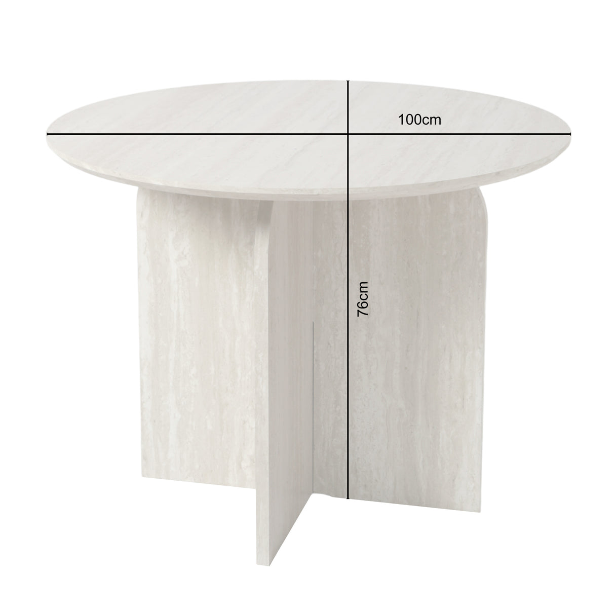 NYX Dining Set – 4-Seater Round Stone-Effect Table with Linen Chairs