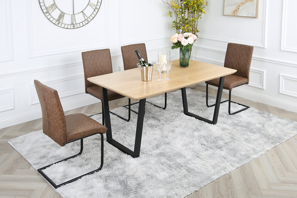 Nestor Dining Set - Oak Table and Industrial Chairs