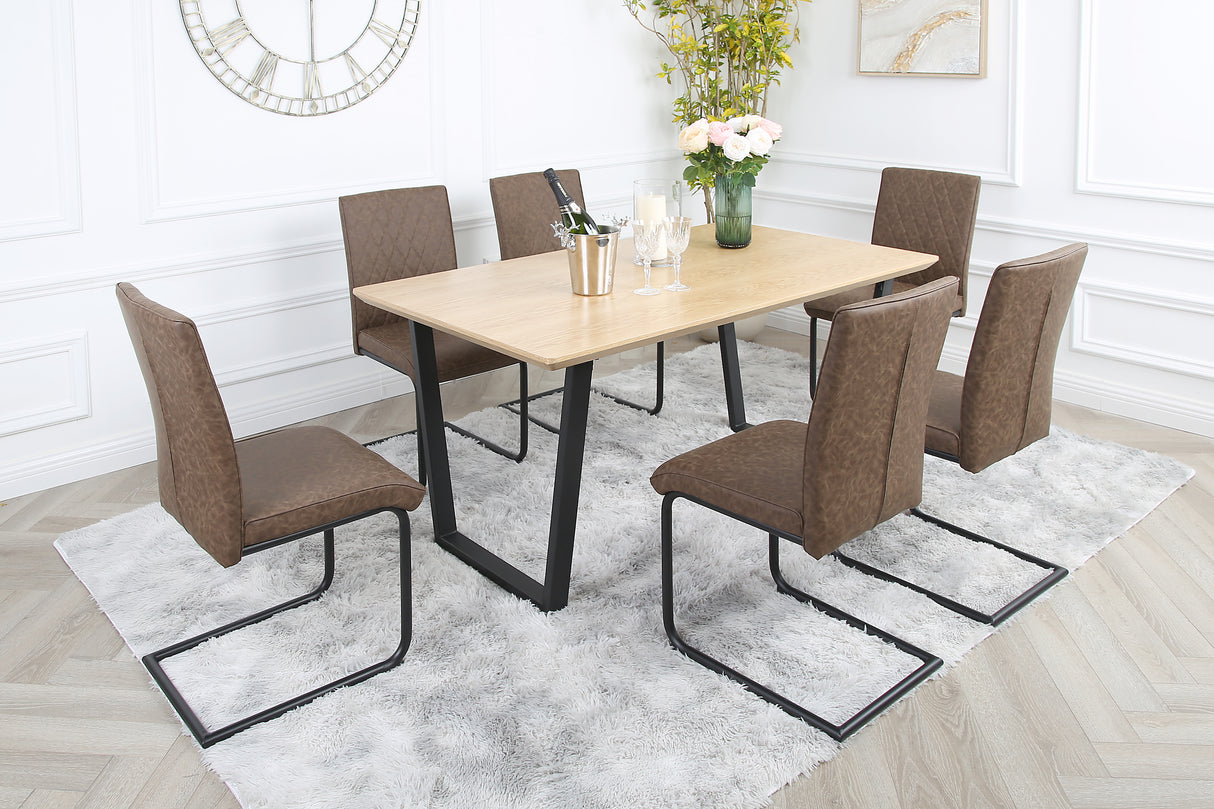 Nestor Dining Set - Oak Table and Industrial Chairs