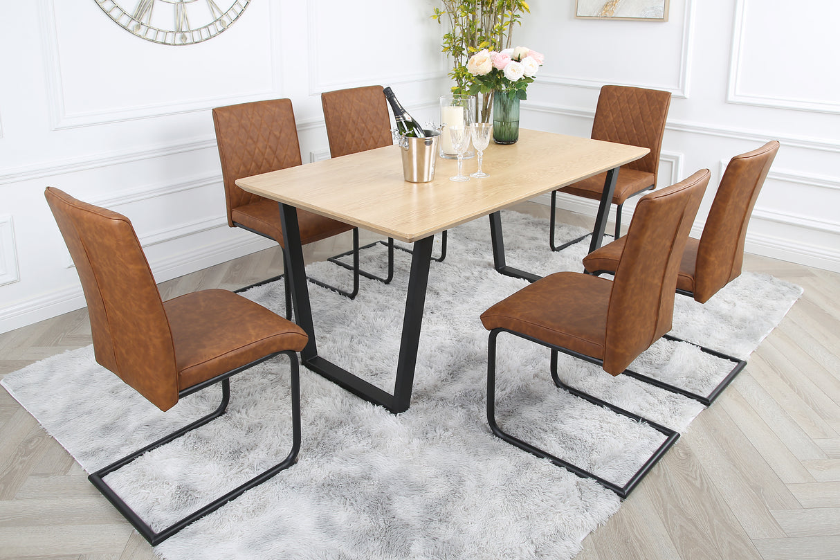 Nestor Dining Set - Oak Table and Industrial Chairs