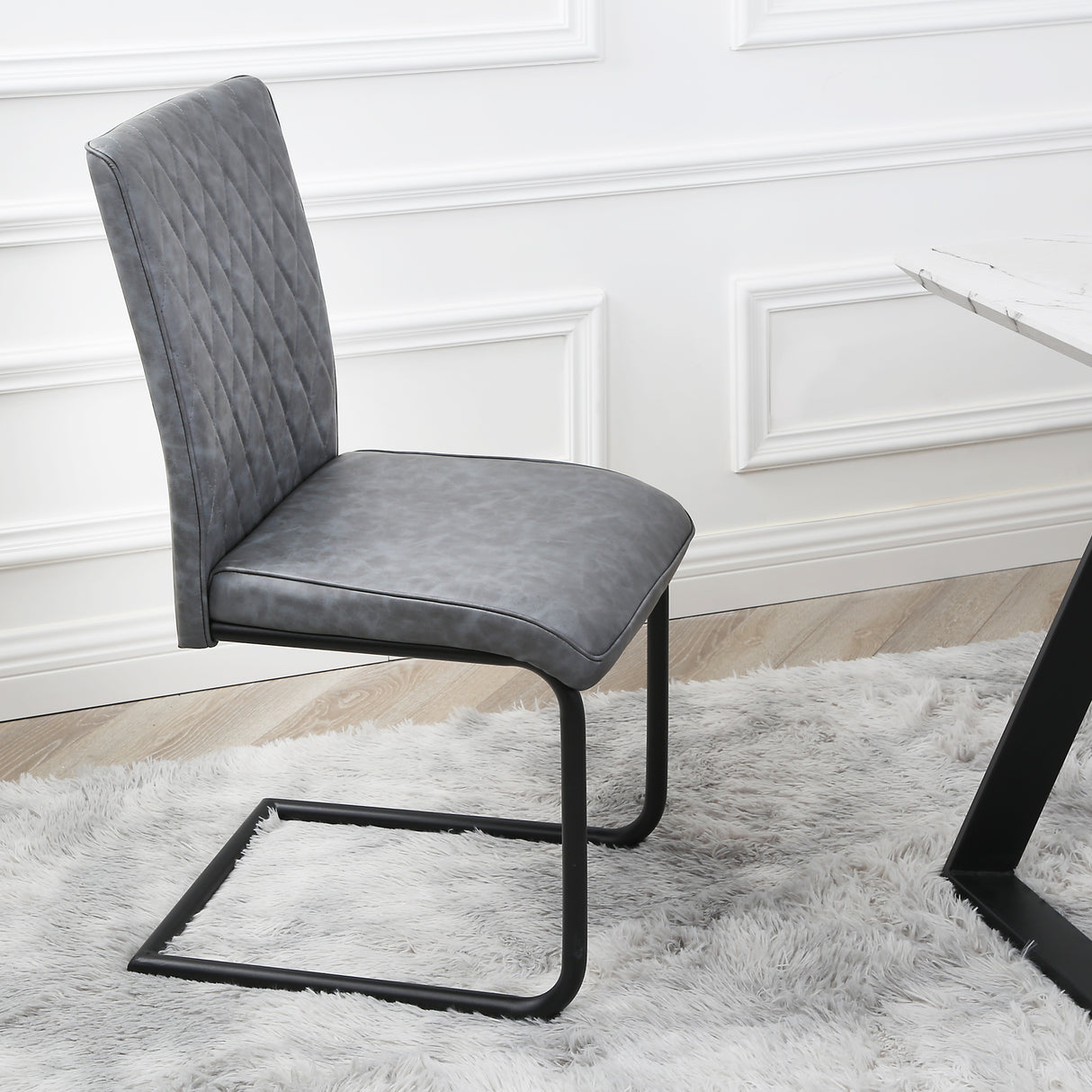 Nestor Dining Set - Marble Table and Industrial Chairs
