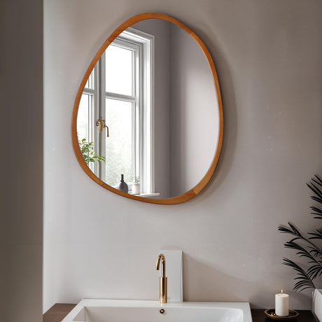 Orta - Pebble Mirror with Wood Frame - 89x71cm