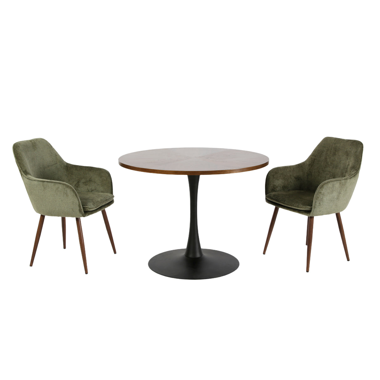 Paris - Walnut Round Dining Table – 4 Seater (100 × 100 cm)