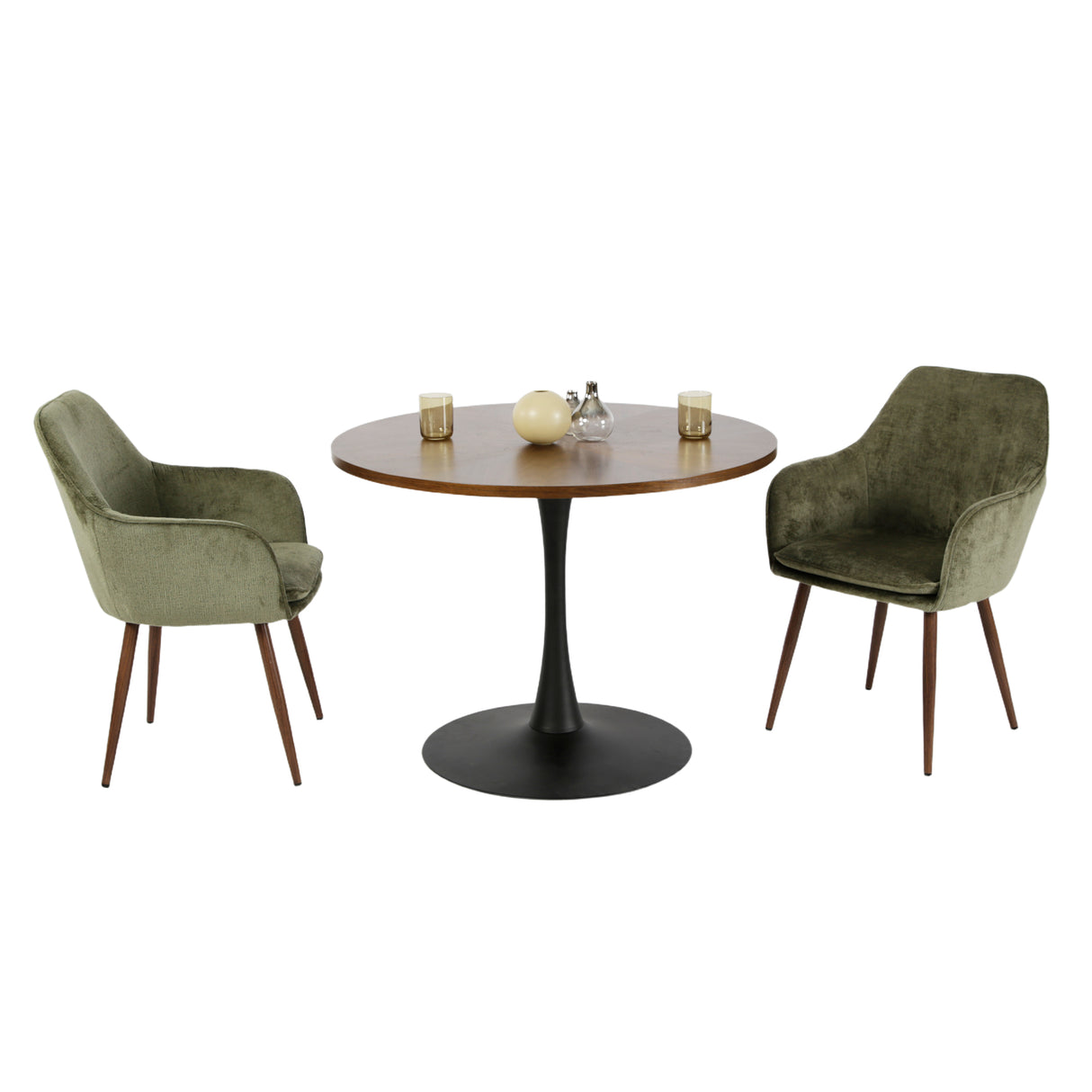 Paris - Walnut Round Dining Table – 4 Seater (100 × 100 cm)