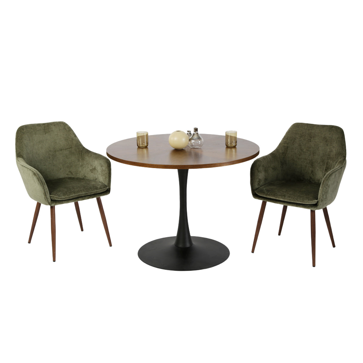 Paris - Walnut Round Dining Table – 4 Seater (100 × 100 cm)