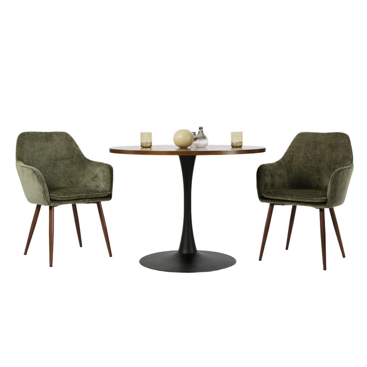 Paris - Walnut Round Dining Table – 4 Seater (100 × 100 cm)