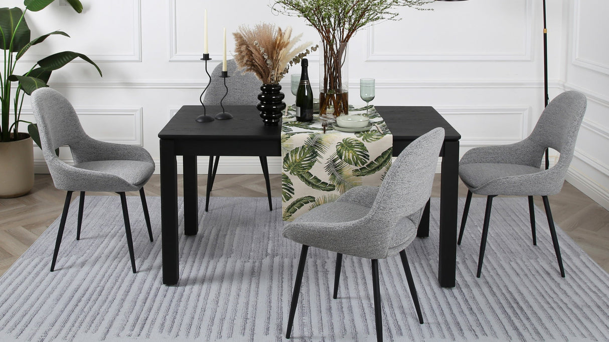 Pebble - Set of 2 Chairs Grey Boucle & Black Legs