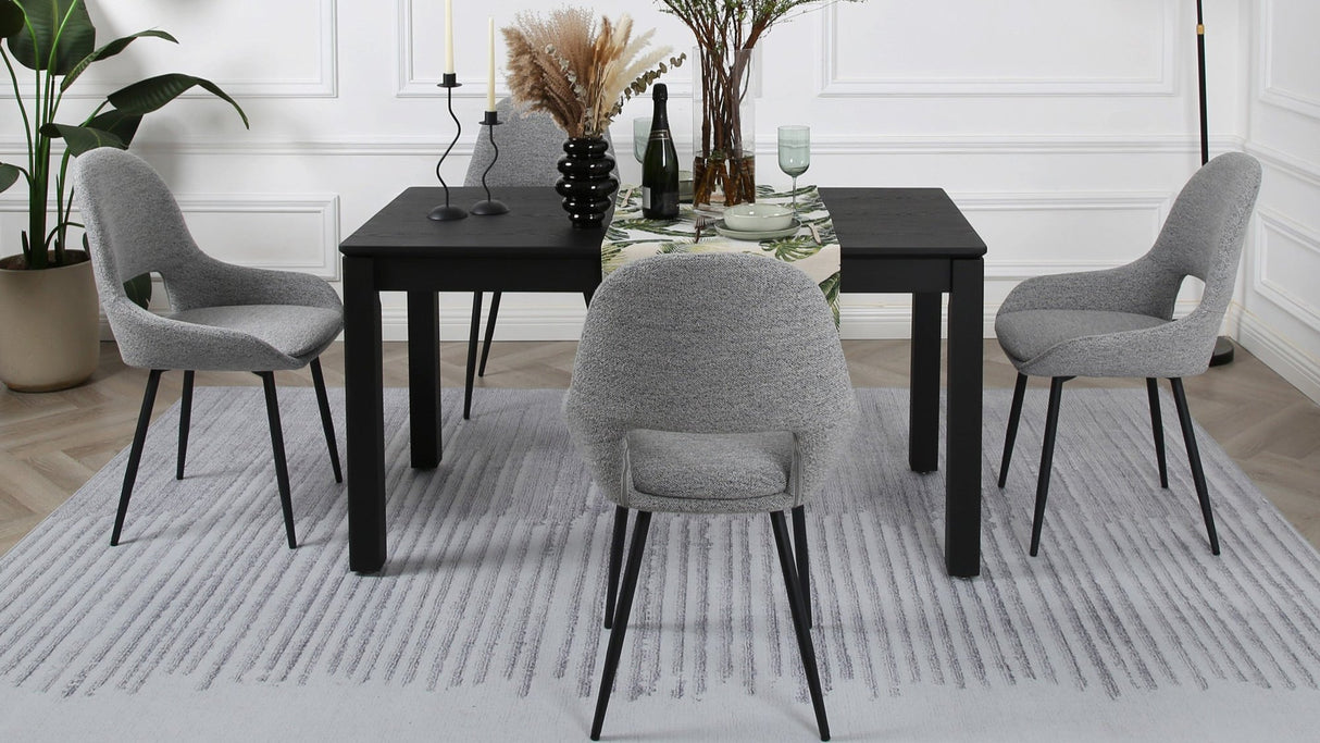 Pebble - Set of 2 Chairs Grey Boucle & Black Legs