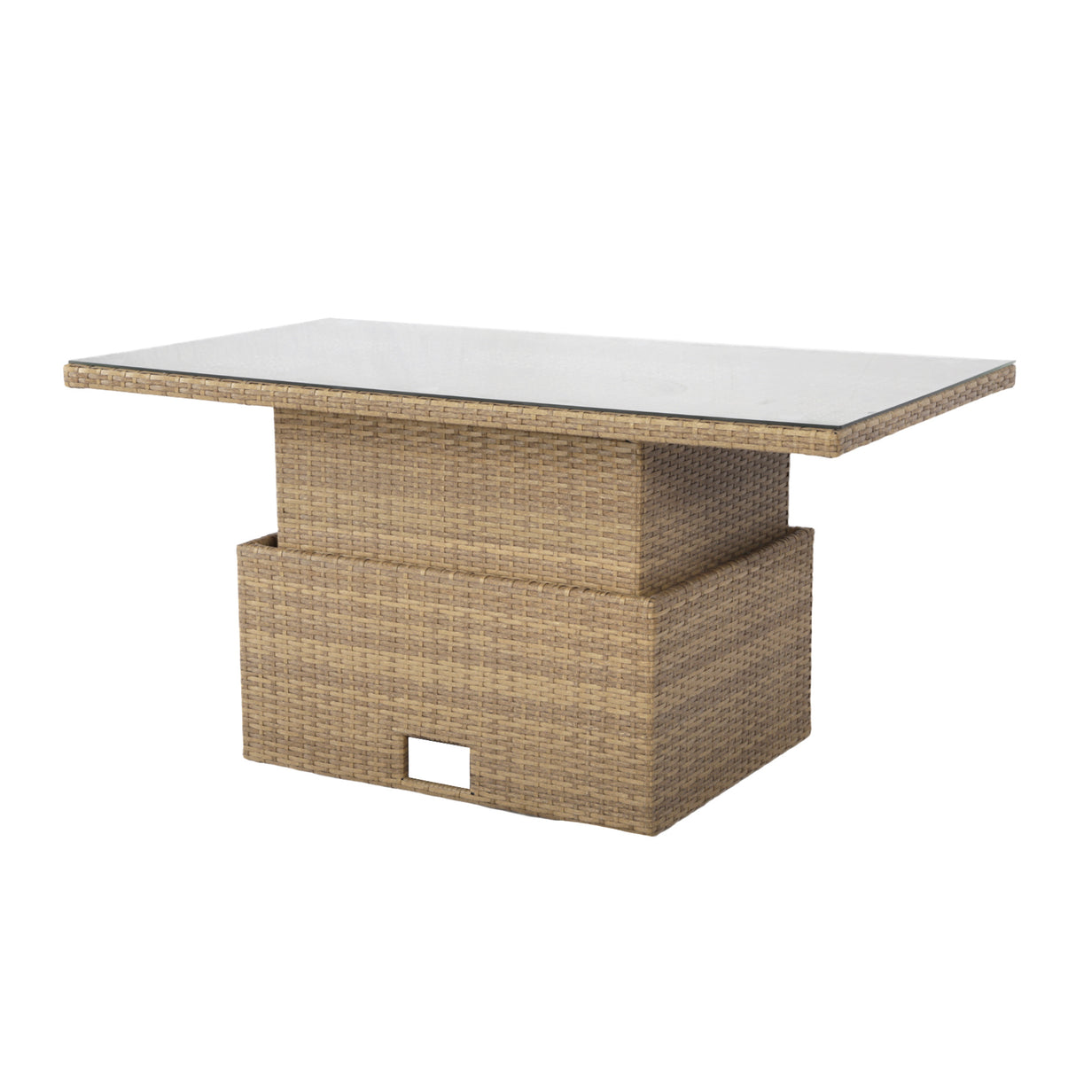 Pelias Rattan Garden Corner 8 Seater Outdoor Sofa Dining Set with Rising Table - Natural/Brown