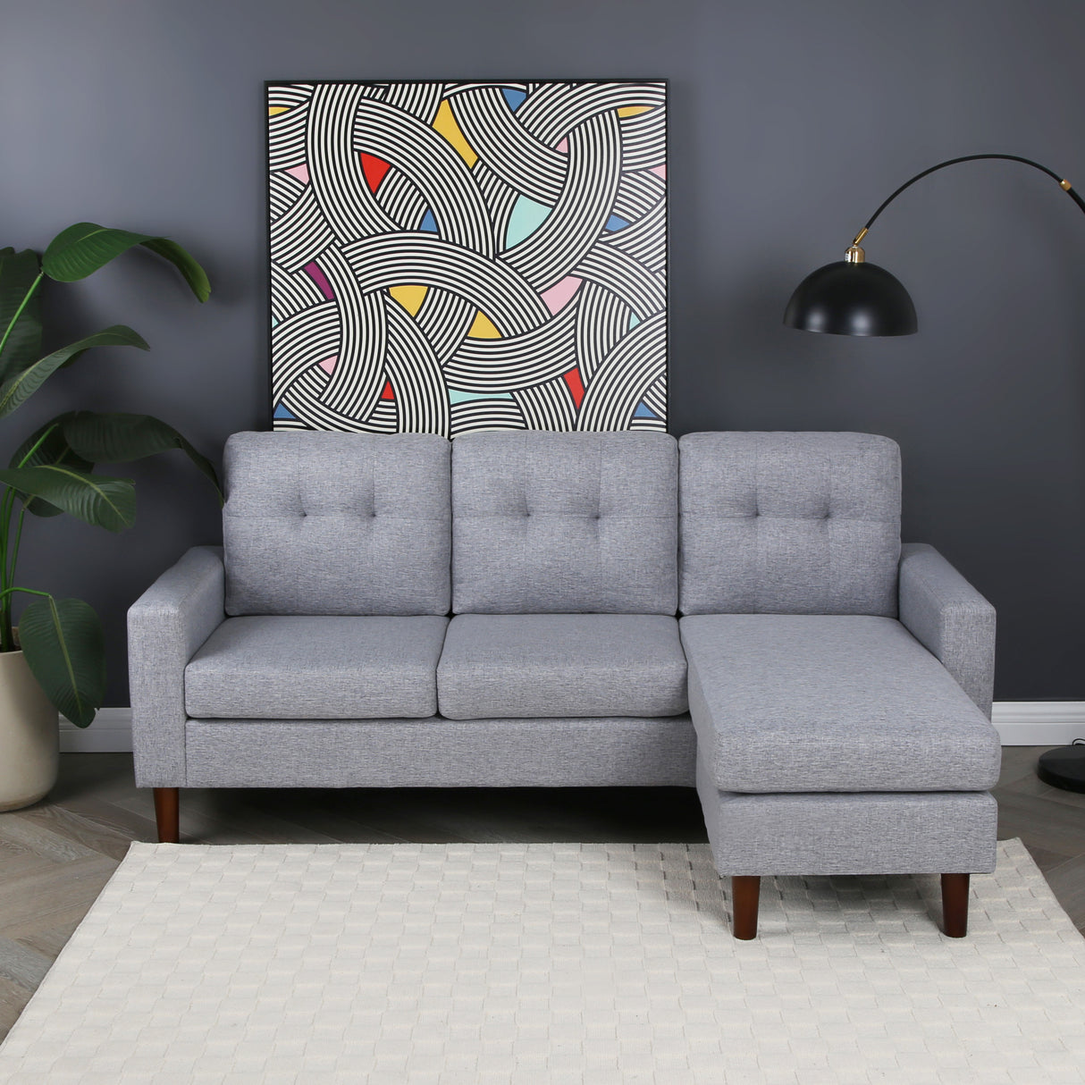 Pisa – Small Corner Sofa with Reversible Chaise - Soft Woven Fabric