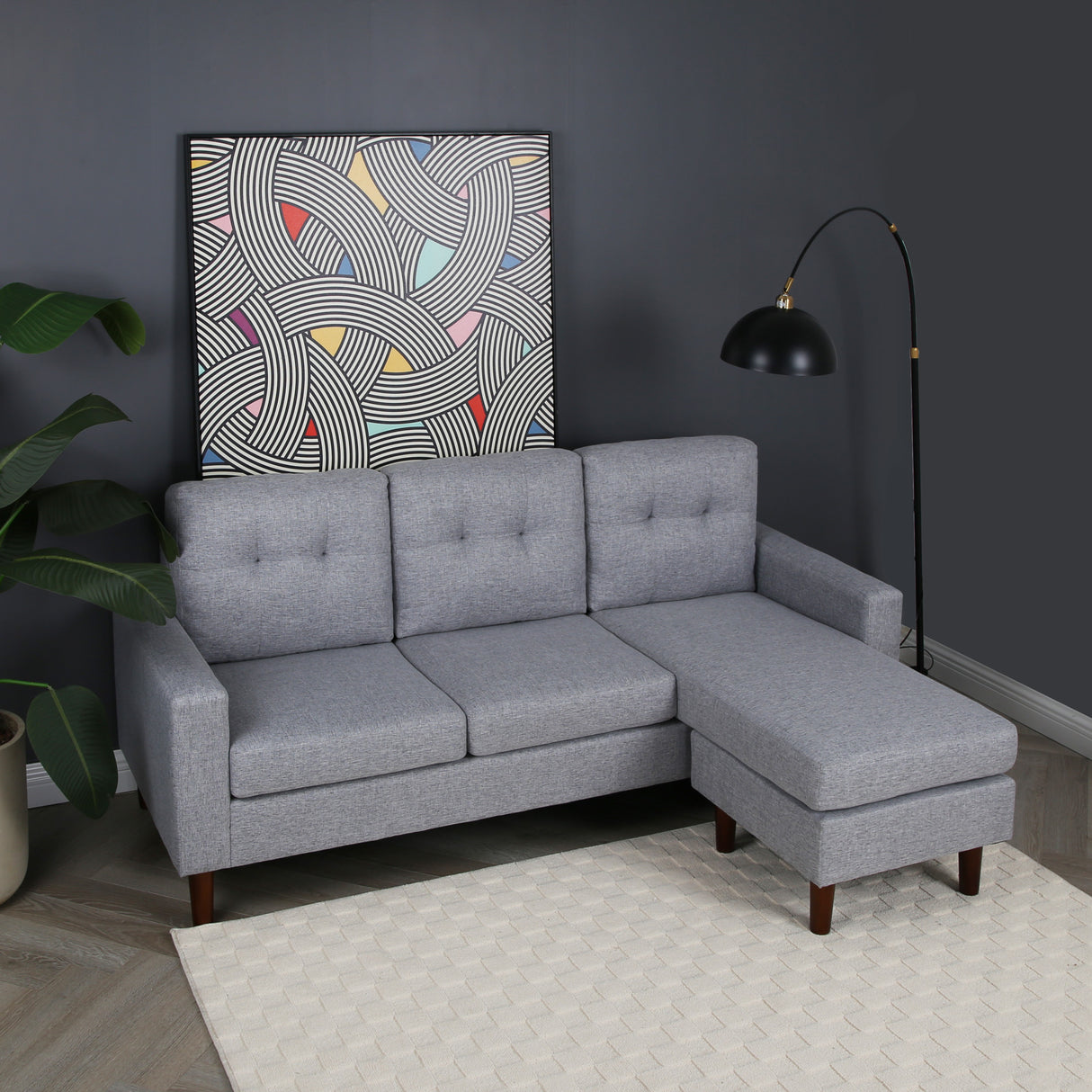 Pisa – Small Corner Sofa with Reversible Chaise - Soft Woven Fabric