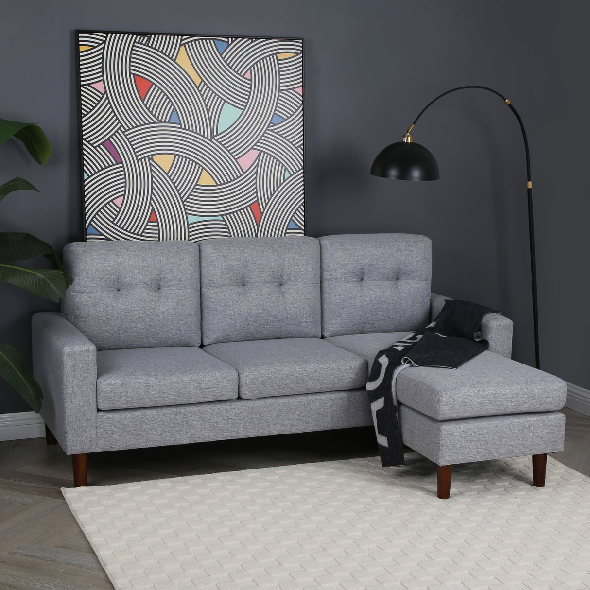 Pisa – Small Corner Sofa with Reversible Chaise - Soft Woven Fabric