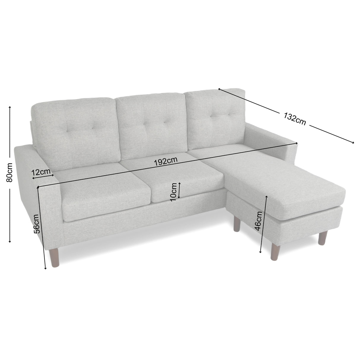 Pisa – Small Corner Sofa with Reversible Chaise - Soft Woven Fabric