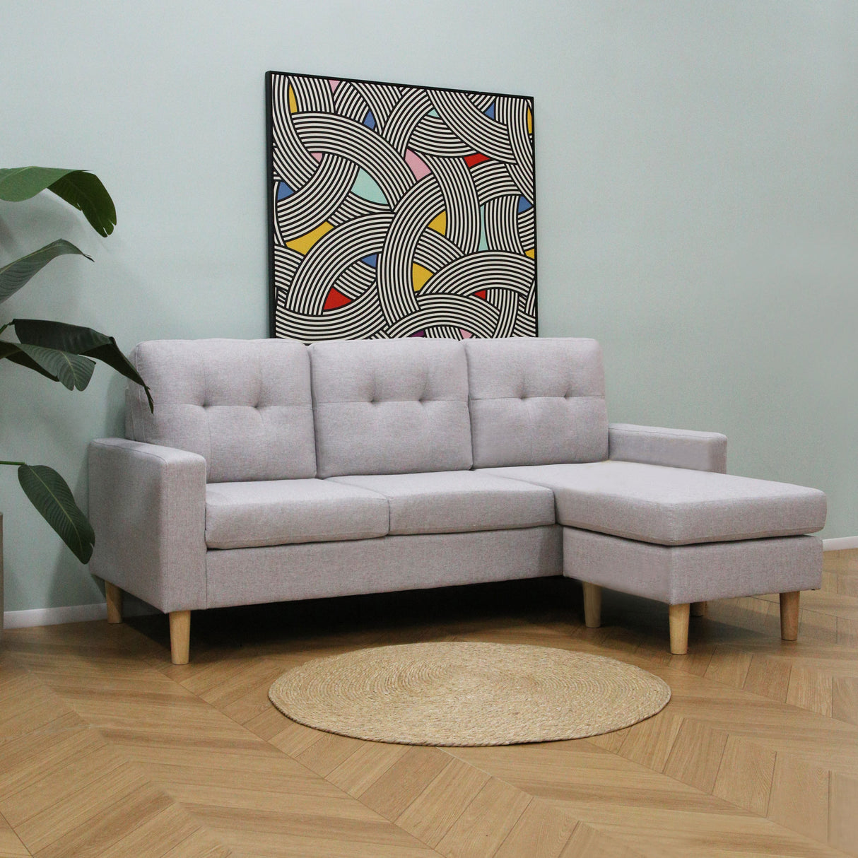 Pisa – Small Corner Sofa with Reversible Chaise - Soft Woven Fabric