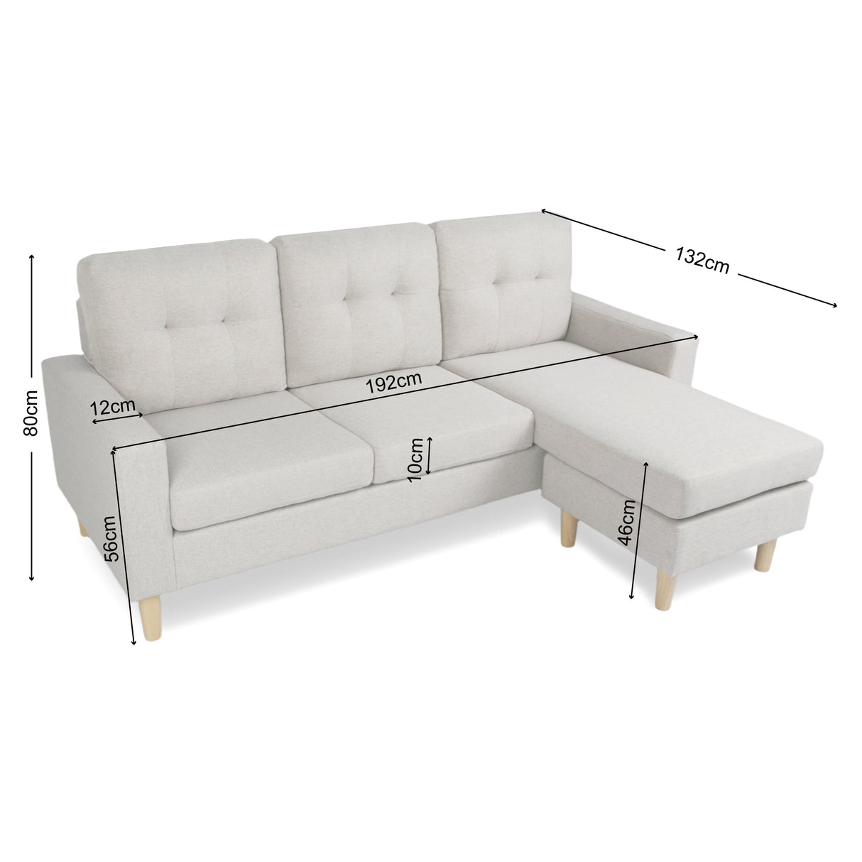 Pisa – Small Corner Sofa with Reversible Chaise - Soft Woven Fabric