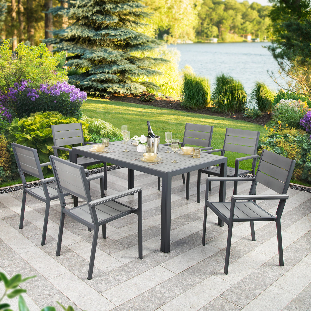 Python - Garden Dining Set - Patio Table and 6 Chairs
