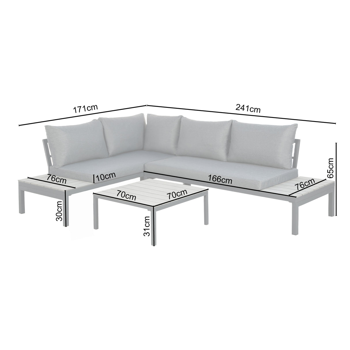 Rhea Platform Corner Sofa – 4-Seater Garden Lounge Set with Table