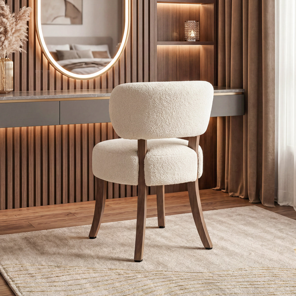 Sara Beige Fabric Dressing Chair