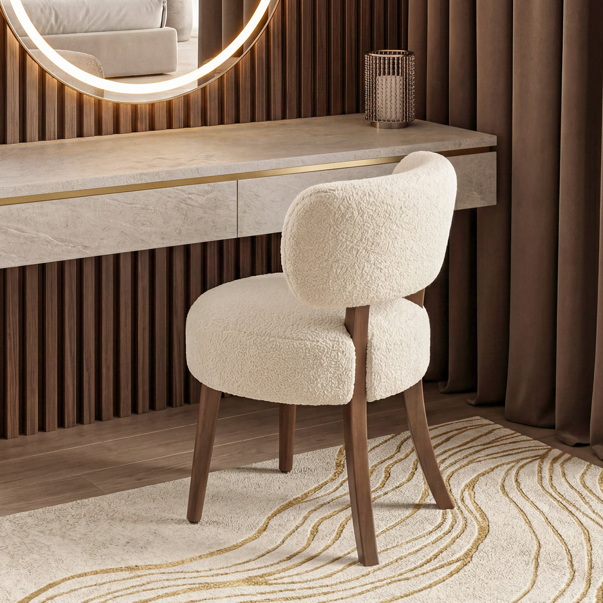 Sara Beige Fabric Dressing Chair